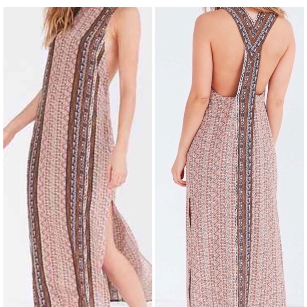 Ecote Patterned Maxi Dress in Brown‎ and Cream